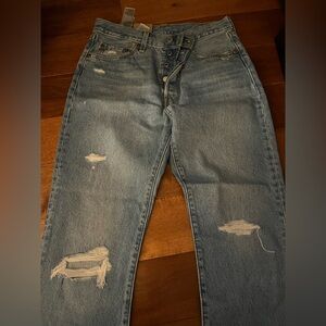 Levi's High Rise Light Blue Ripped Jeans